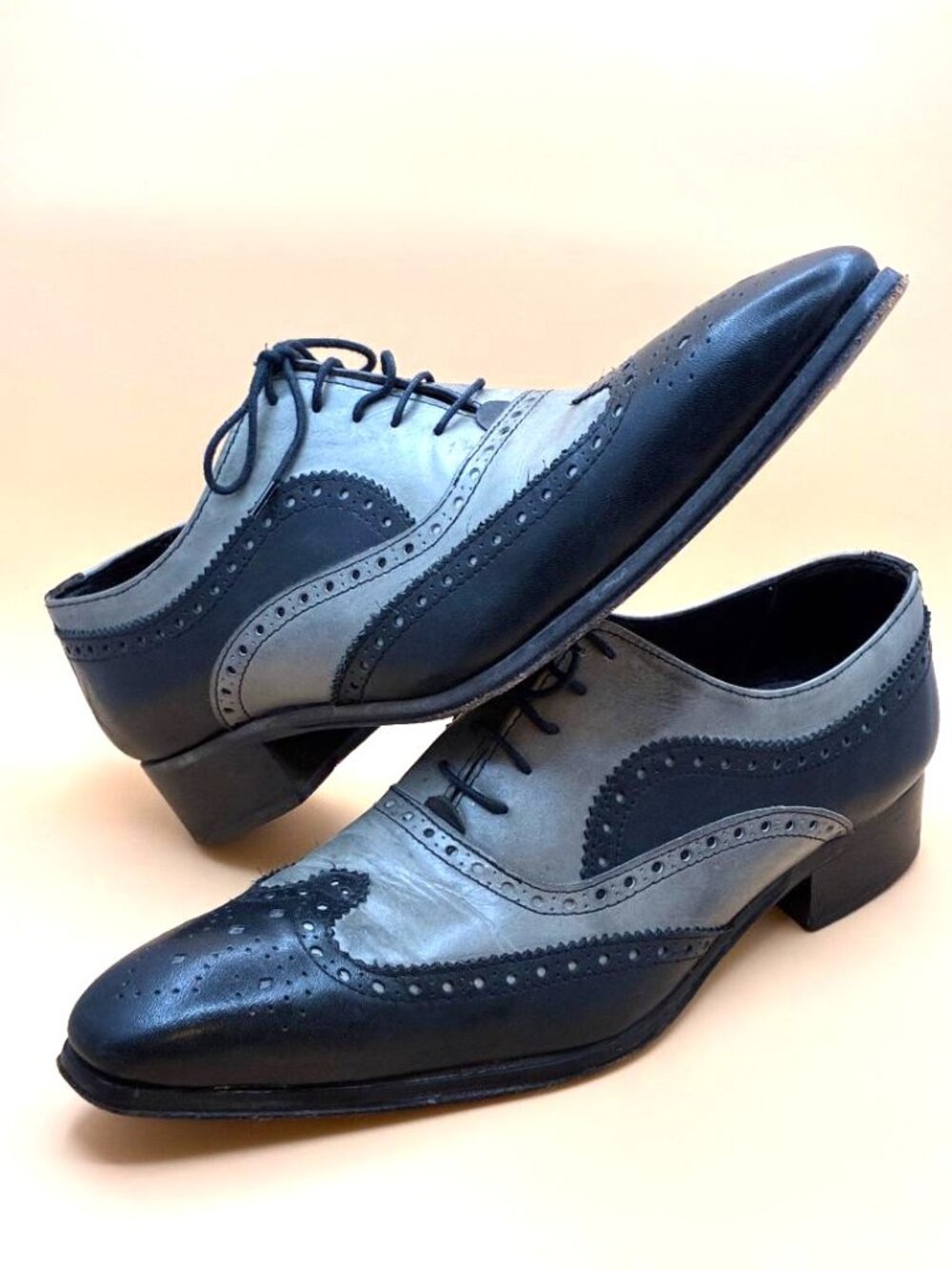 *EUC* DUCA Men’s Oxford Shoe Black & Grey Leather Lace Up Size 44 US 10.5 - Picture 5 of 9